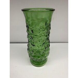 Vintage EO Brody Green Textured Bark Glass Vase Mid Century Modern Italian Decor